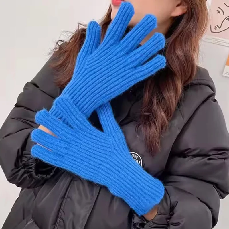 Korean Knitted Full Fingers Gloves Women's Touch Screen High Elasticity Y2K Gloves Warm Wrist Protection Outdoor Sports Gloves