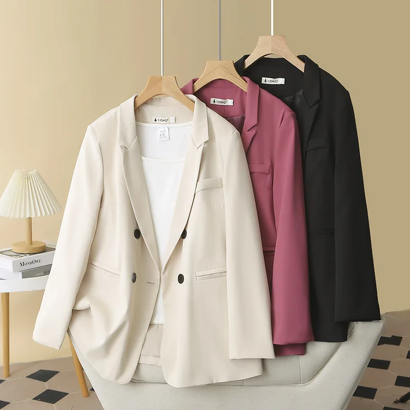 Women's Double Breasted Blazer, Casual Suit Jacket, Plus Size, Spring and Autumn, New, 00571