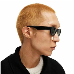 Pearl earrings drop sunglasses personality niche sunglasses small face cat eye high fashion men and women glasses