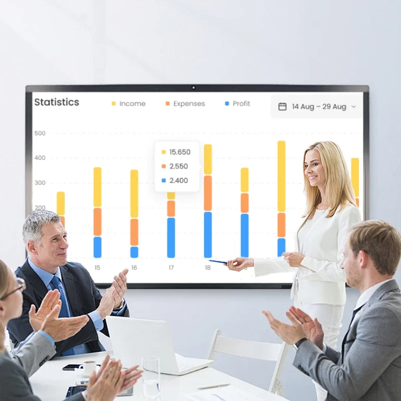 55 65 75 quadro interativo da classe da tela táctil esperta de 86 polegadas para a escola