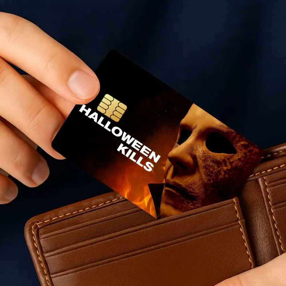 فيلم الهالوين يقتل مايكل مايرز ملصقات بطاقة الائتمان الجلد لحافلة البنك مترو 4 قطع غطاء فيلم هدية #3