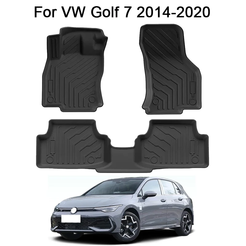 TPE Car Floor Mats for VW Golf 7 2014 2015 2016 2017 2018 2019 2020 Waterproof Cargo Liner Interior Carpet Trunk Mats LHD