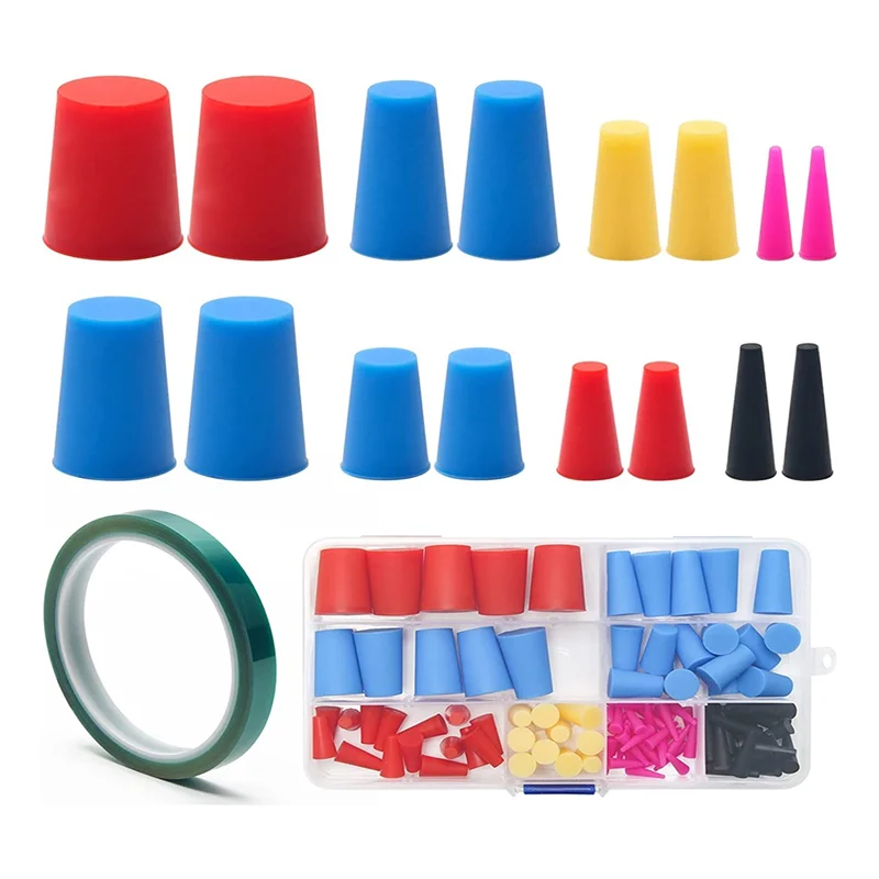 1 Juego de tapones cónicos de goma de silicona, 8 tamaños, 1/16 pulgadas a 5/8 pulgadas, Kit de tapones cónicos para tapones de agujeros, pintura, sellado caliente