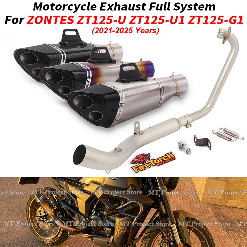 

Slip On For Zontes ZT125 ZT-125 ZT 125 U1 G1 Z1 Z2 2021 - 2025 Motorcycle Exhaust System Front Link Pipe With Muffler DB Killer