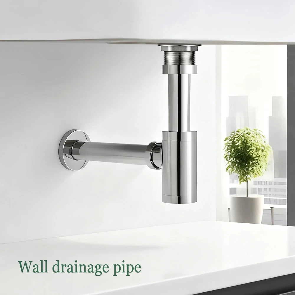 brushed-basin-waste-drain-bottle-plumbing-p-trap-bathroom-sink-siphon-drain-sewer-pipe-kit-high-quality-brass-pipe-install-wall