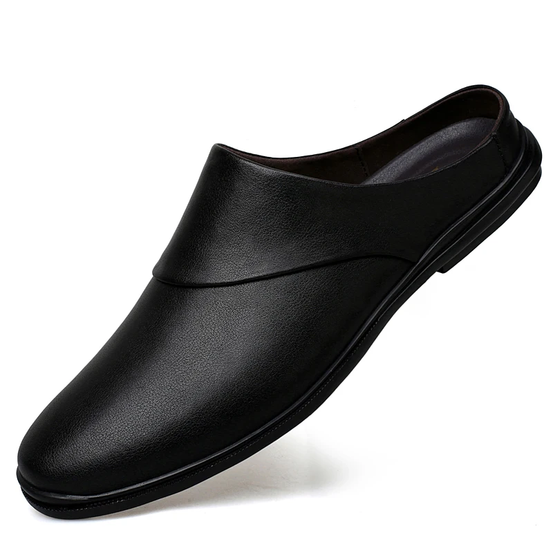 Summer Large Size 37-47 Mules Men Backless Loafers Slipper Half Shoes For Man Closed Toe Slide Sandals Open-back Casual Shoes