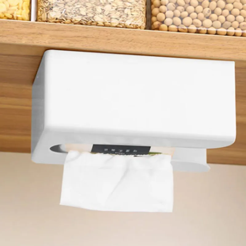 1pc Wall-mounted Tissue Box Napkin Holders Self-adhesive Paper Towel Case Punch Free Removable Paper Box Space-saving Waterproof