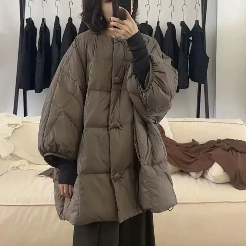 2025 New Versatile Loose Warm Cotton Jacket Fashion Design Loose Lazy Breadman Coat Batwing Sleeves