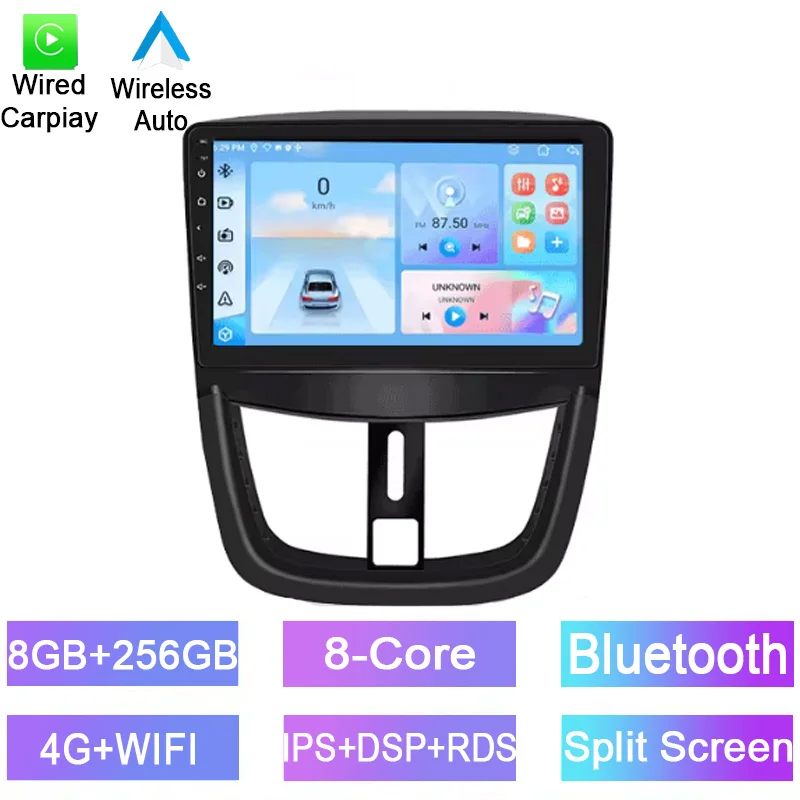 

Android car radio For For Peugeot 207 207CC 2006-2015 stereo screen Carplay Android Auto Bluetooth GPS Navigation FM radio 9’
