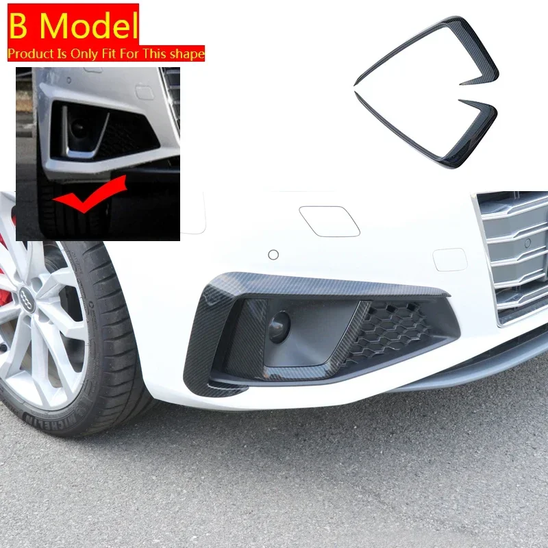 Car Styling Front Fog Lamp Wind Knife Cover Strips Trim For Audi A4 B9 2017-2019 Spoiler Air Knife Exterior Modified Accessories image 3