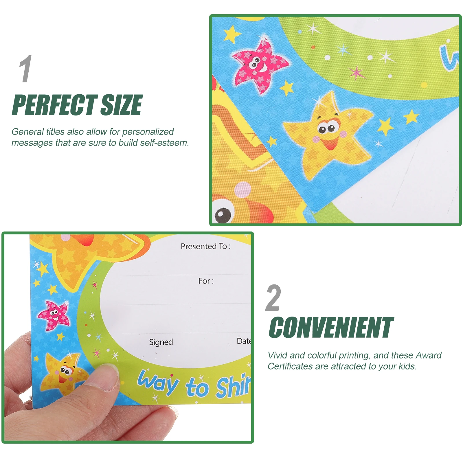 

100 Sheets Kids Awards Certificates Paper Student Incentives School Party Colorful Printing Creative Cartoon English