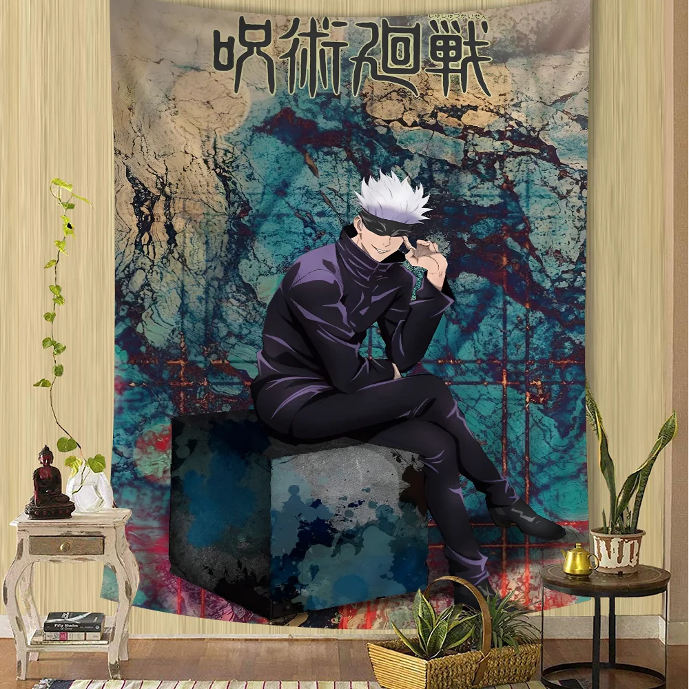 Jujutsu Kaisen Group Battle Wall Tapestry - Dynamic Character Art, Edgy Room Decor for Shonen Anime & Action Manga Fans