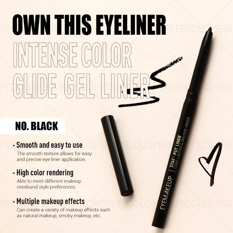 5-teiliger Eyeliner-Stift, schwarz, anfängerfreundlich, nicht leicht zu verschmieren, wasserfest, langlebig und natürlich, Augenkosmetik