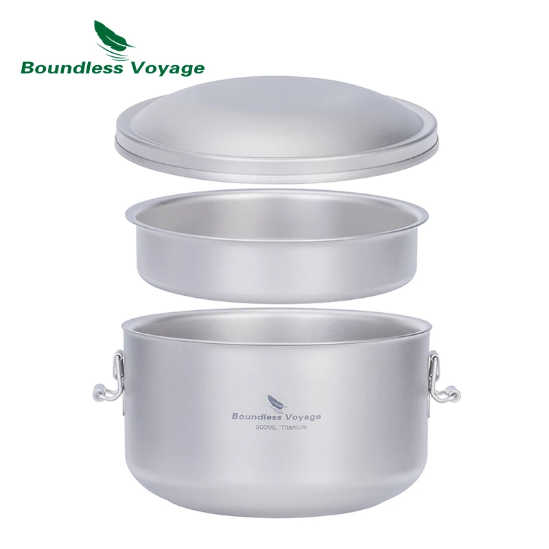 Boundless Voyage Separado Multi-layer Bowl, Lancheira de titânio ao ar livre, Dupla camada, Saladeira sem revestimento, Louça, Ti1095T