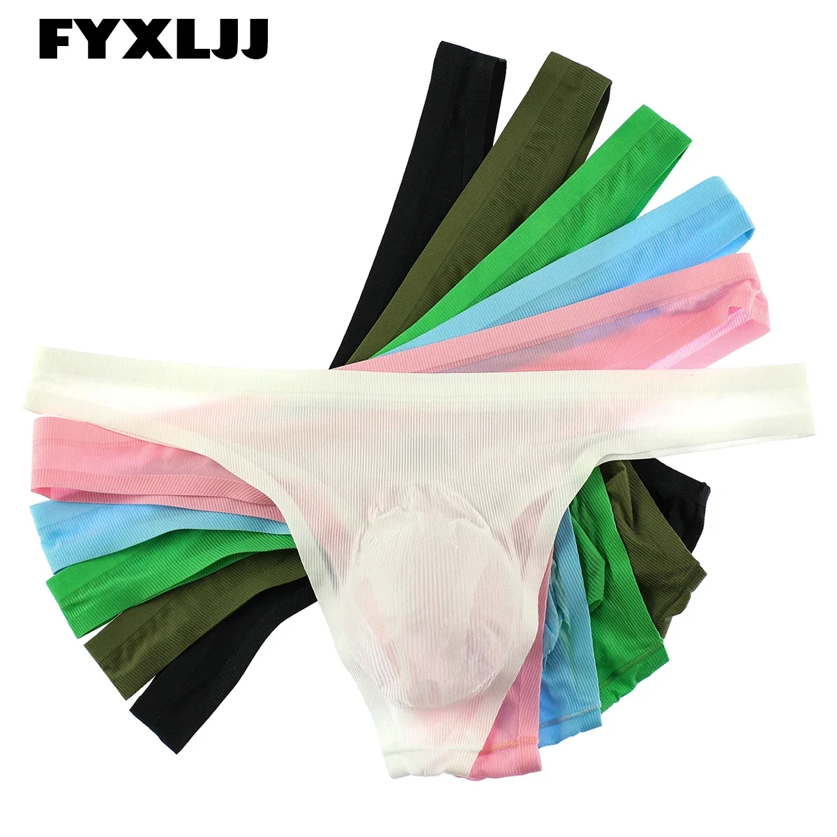 

FYXLJJ 1/6pcs Mens Seamless See Through Thongs Penis Pouch Underwear Male Breathable Ultra Thin Low-Rise Sissy G-String Panties