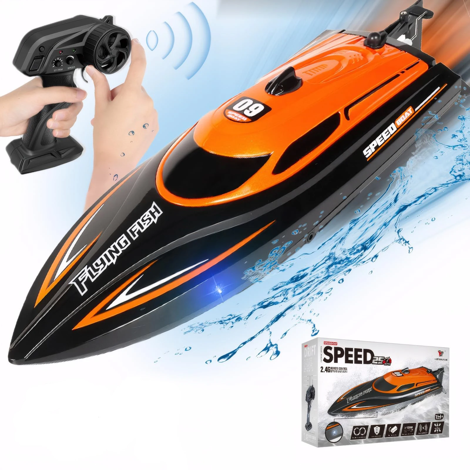 

Fast RC Boat for Pools and Lakes 2.4 GHz Racing Boats for Kids Adults with Rechargeable Battery Gifts for Boys Girls