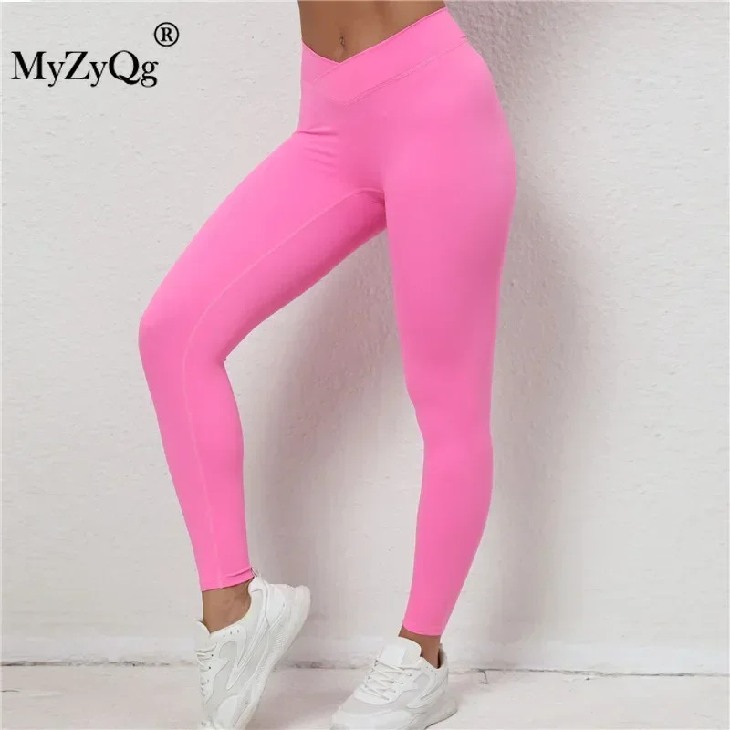 MyZyQg Women Peach Hip Cross Waist Fitness Pants Pleated Hip Lift Yoga Pants Running Exercise Quick Drying Leggings