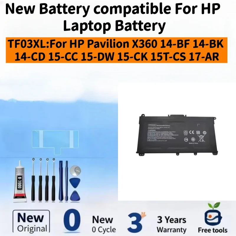 New Battery Compatible For HP Pavilion X360 14-BF 14-BK 14-CD 15-CC 15-DW 15-CK 15T-CS 17-AR TF03XL Laptop Batteries+Free Tools