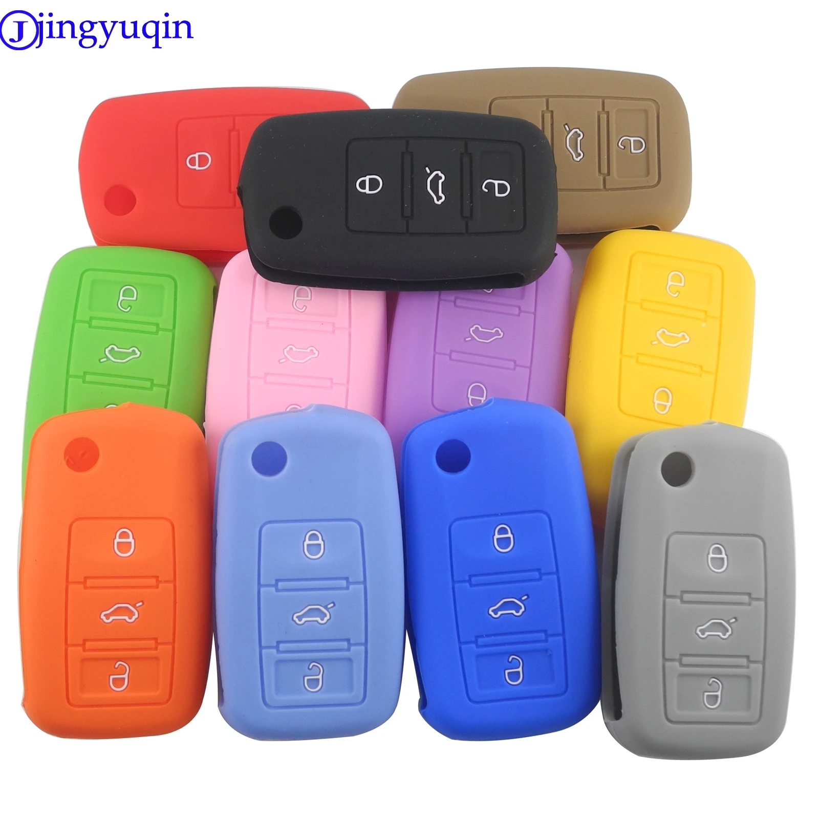 jingyuqin 3B Silicone Car Key Cover Case For VW Golf Bora Jetta POLO Passat Skoda Superb Octavia Fabia SEAT Ibiza Leon Procted