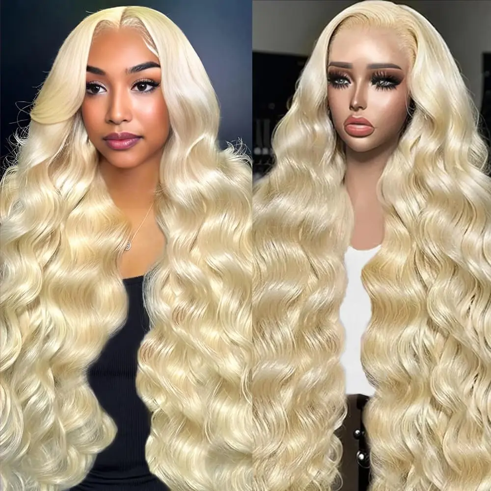 13x6 Body Wave Blonde Lace Front Wigs Human Hair 28Inch 613 HD Transparent Lace Frontal Wig for Women Glueless Wigs Human Hair