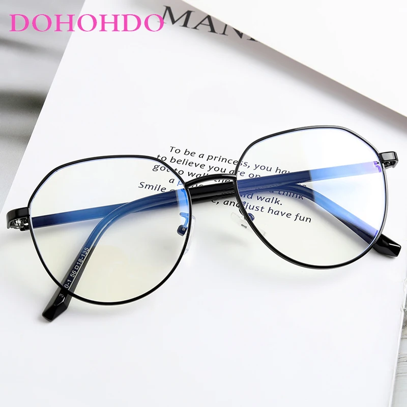 

DOHOHDO Anti Blue Rays Polygon Women Eyeglasses 2024 Fashion Metal Frame Men Fashion Eyewear Retro Flat Mirror Computer Goggles