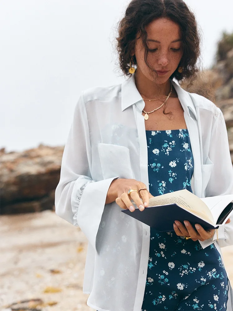 

in Credible White Silk irt Women's Long Sve Outerwear Open Cardigan Loose Silk Jaet Top OL Sle Collar