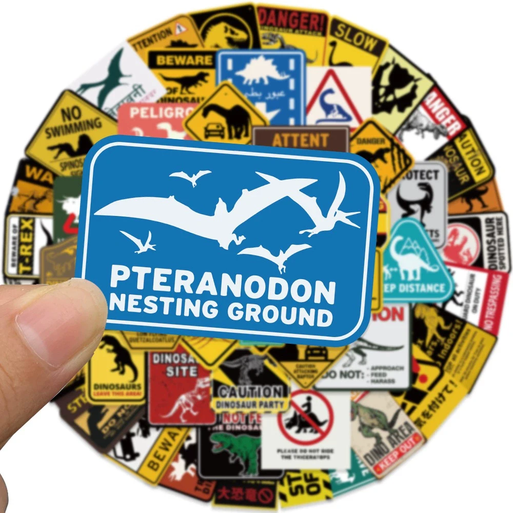 10/30/60 قطعة ديناصور علامة تحذير ملصقات الكرتون خطر حظر الشارات الديكور DIY بها بنفسك القرطاسية الدراجة كول ملصق مضاد للمياه
