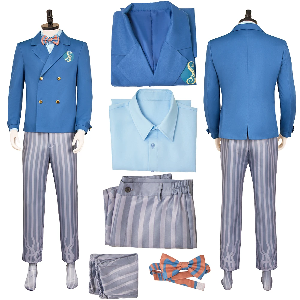 

Movie Wicked School Uniforms Blue Shirt Pants Clothes Party Disguise Roleplay Halloween Costume Carnival Outfits Suit For Men