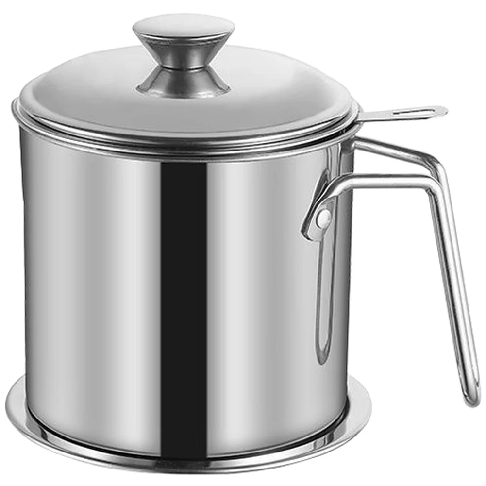 Oil Filtering Pot Stainless Steel 304 with Detachable Components 13.5 x 13.5 x 15 cm Size for Home Kitchen Use