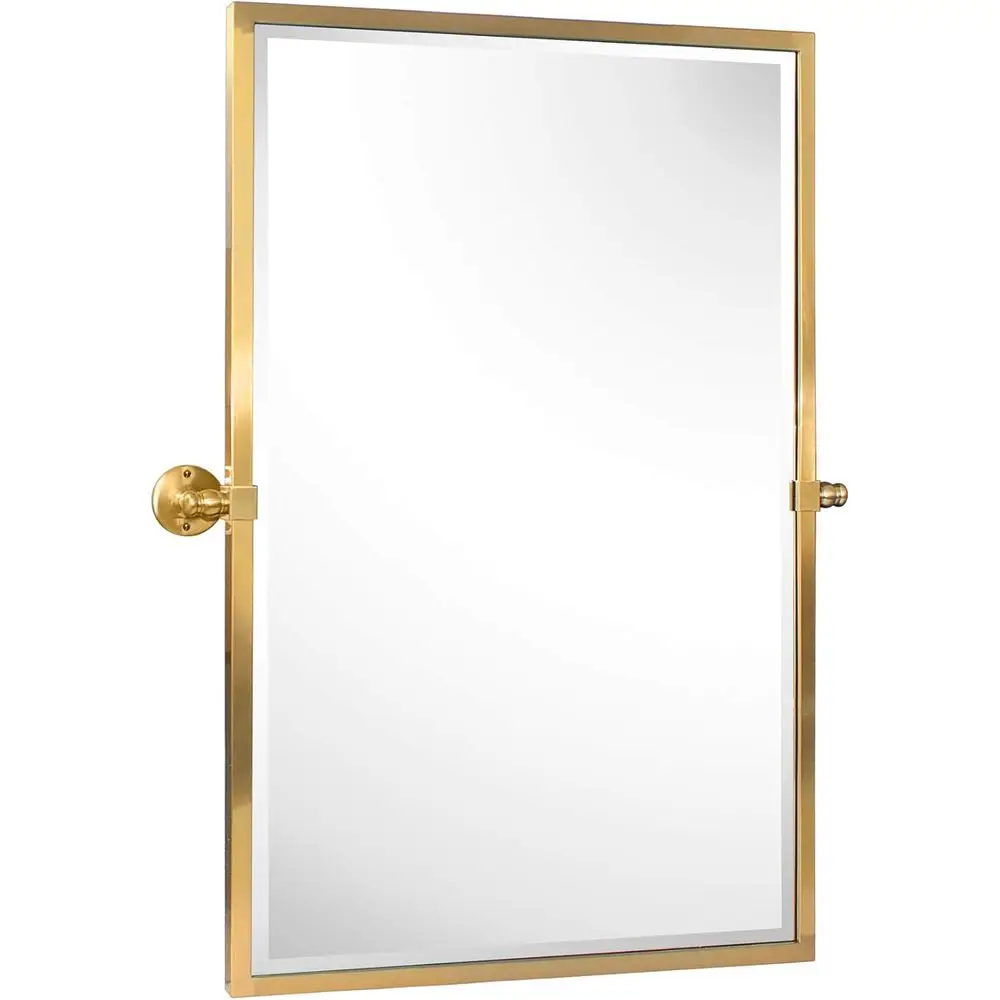 

Зеркало для ванной комнаты с поворотным механизмом и фаской, из матового золотистого металла, настенное, общие размеры 27,9 x 36 дюймов (зеркало 24 x 36 дюймов)