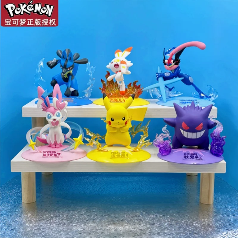 Genuino Pokemon Action Figure Gengar Pikachu Sylveon Collezione Scrivania Ornamento Giocattolo Periferico Regalo di Compleanno per Bambini