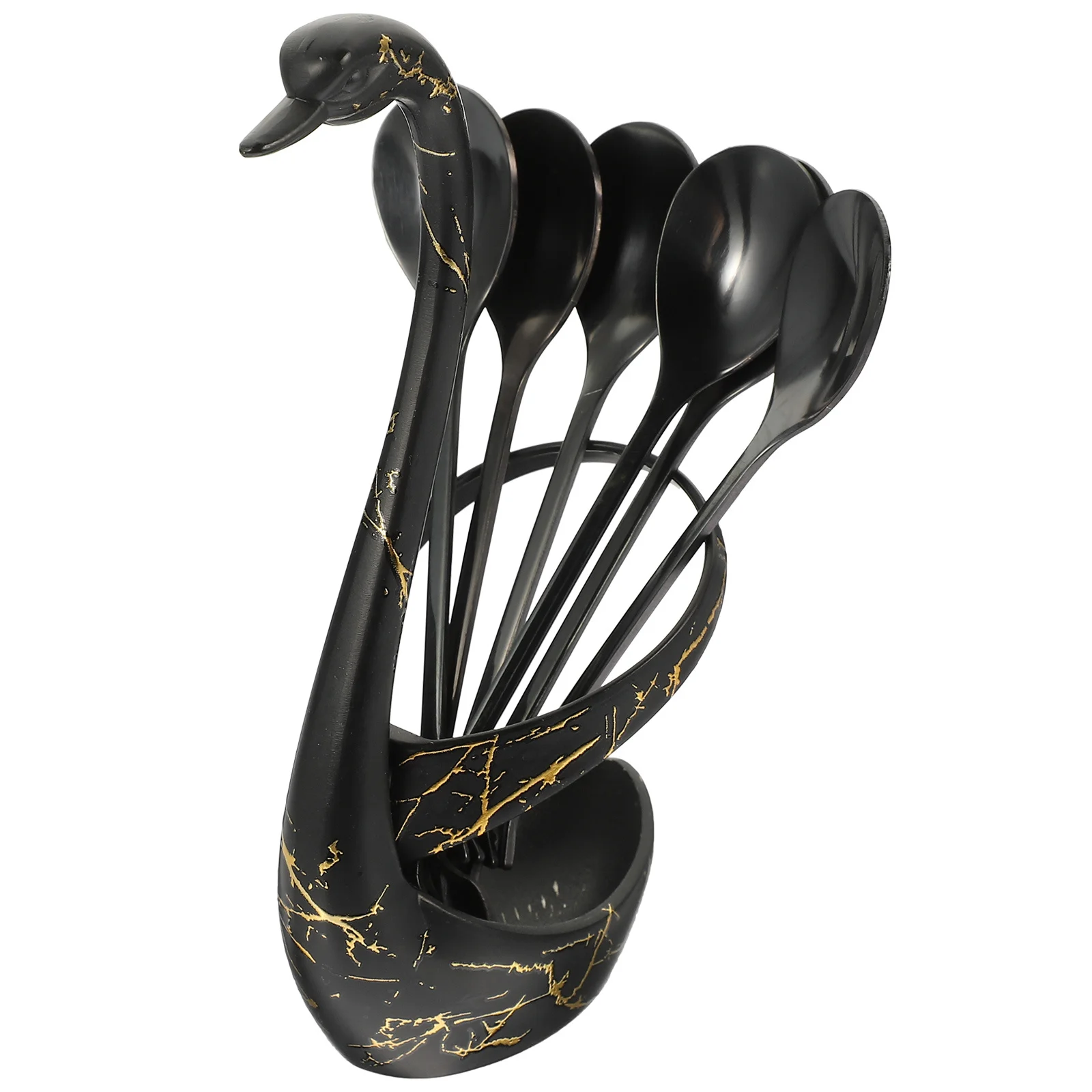 

1Set High-Grade Stainless Steel Coffee Spoon Dessert Scoop Swan Base Stand Unique Design Table Decor Metal Teaspoons