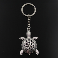 Fashion Keychain 56x37mm Sea Turtle Tortoise Silver Color Pendants DIY Men Jewelry Car Key Chain Ring Holder Souvenir For Gift