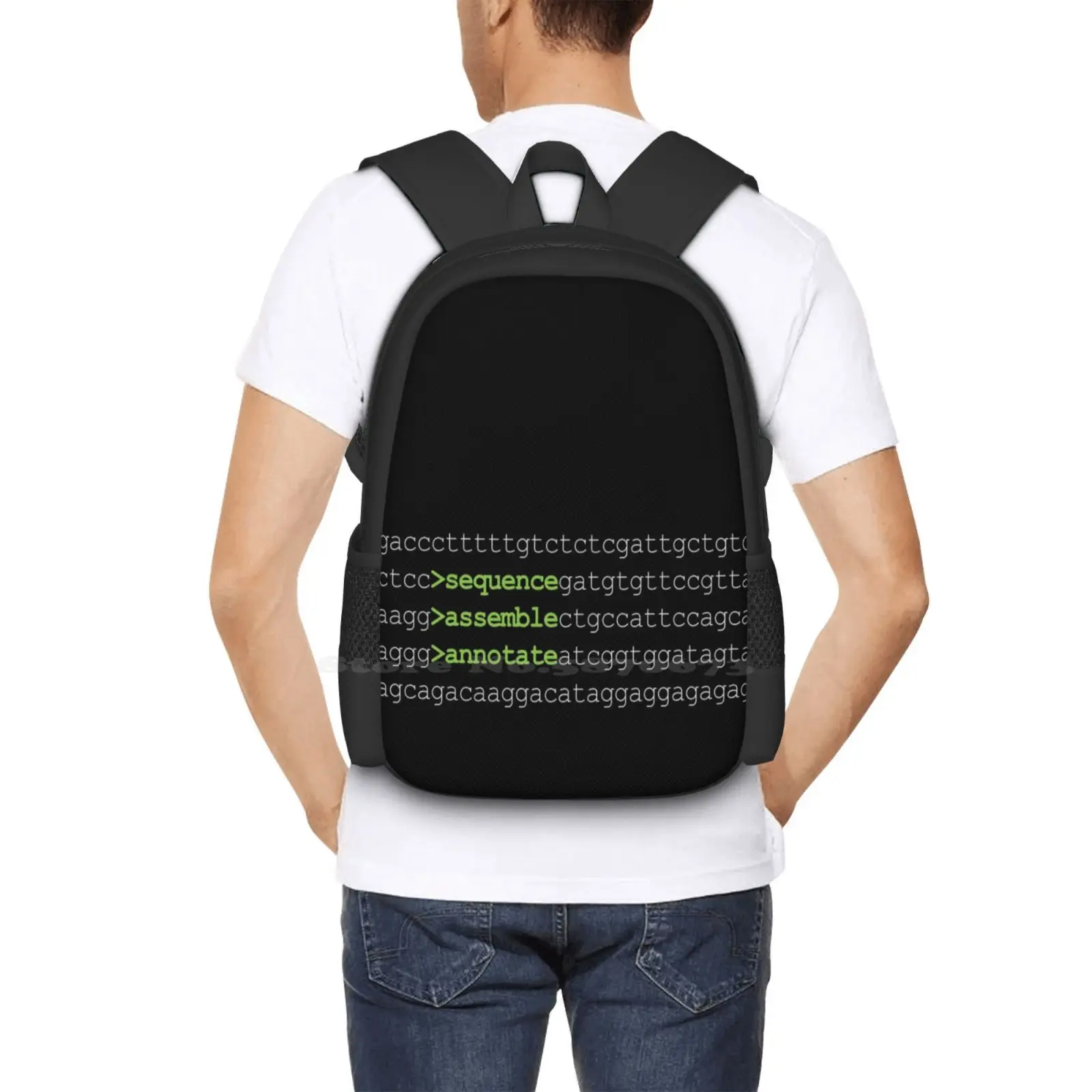 Bioinformatics Genome Sequence Assemble Annotate Dna Green New Arrivals Unisex Bags Student Bag Backpack Genome Bioinformatics