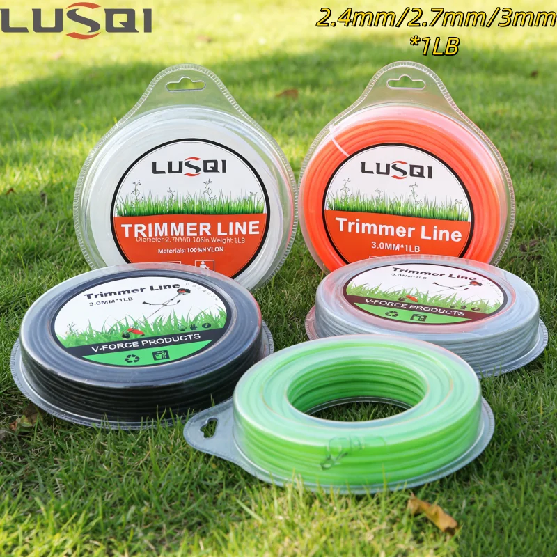 

LUSQI Heavy Duty Nylon Trimmer Line 2.4-3mm 1LB Twist Serrated Wear Resistant Grass Rope Universal For Lawn Mower Garden Tool