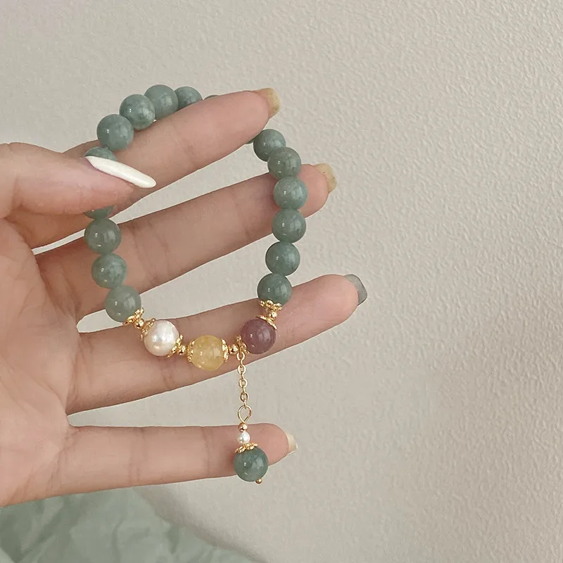 Hochwertige natürliche Burma-Jade und Süßwasserperle, weibliche Charm-Armbänder, Schmuck für Frauen, Geburtstagsgeschenke – Detail 2