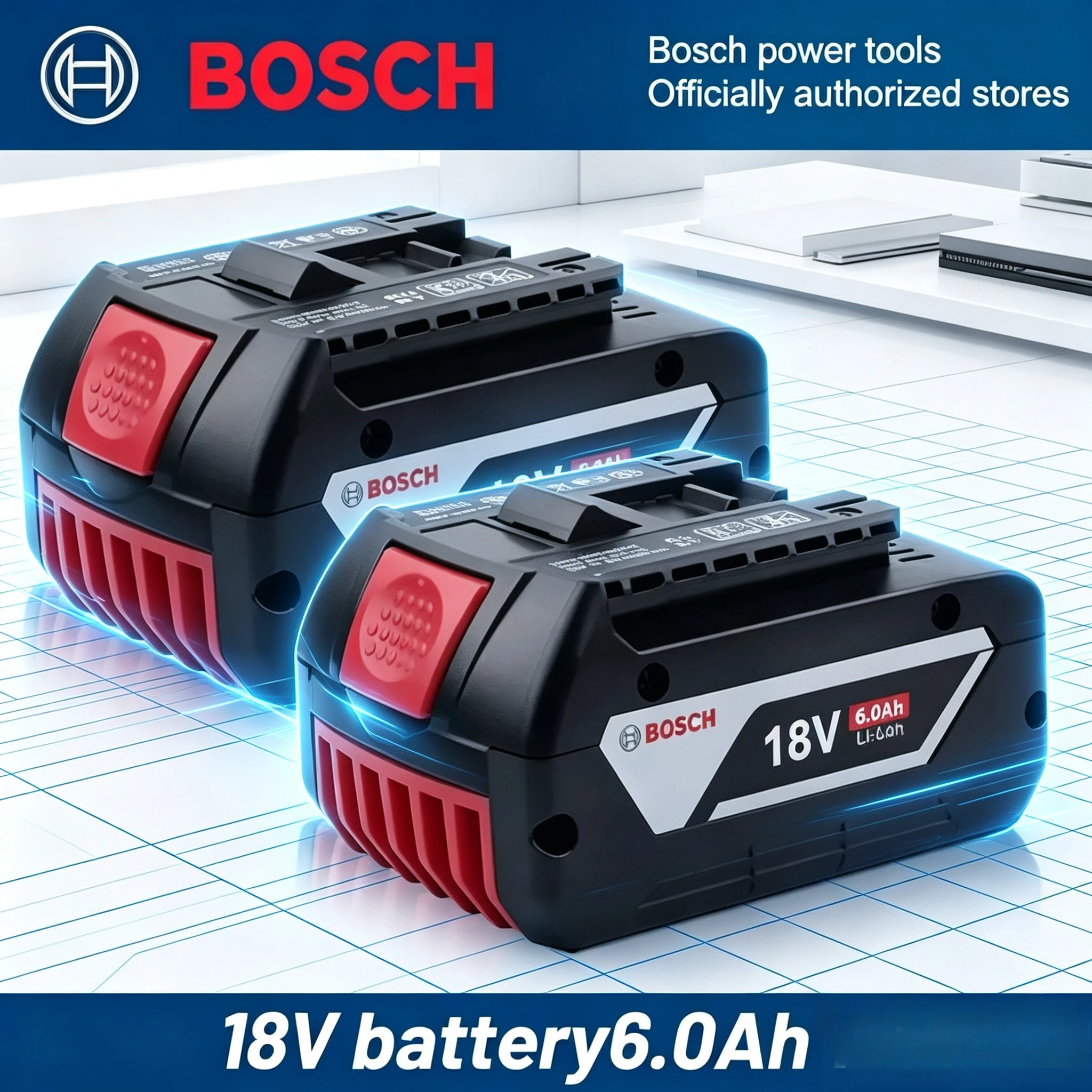 Original Bosch 18V Battery, High Capacity Rechargeable Lithium Spare Battery BAT610G, Universal Fit for All 18V Cordless Tool