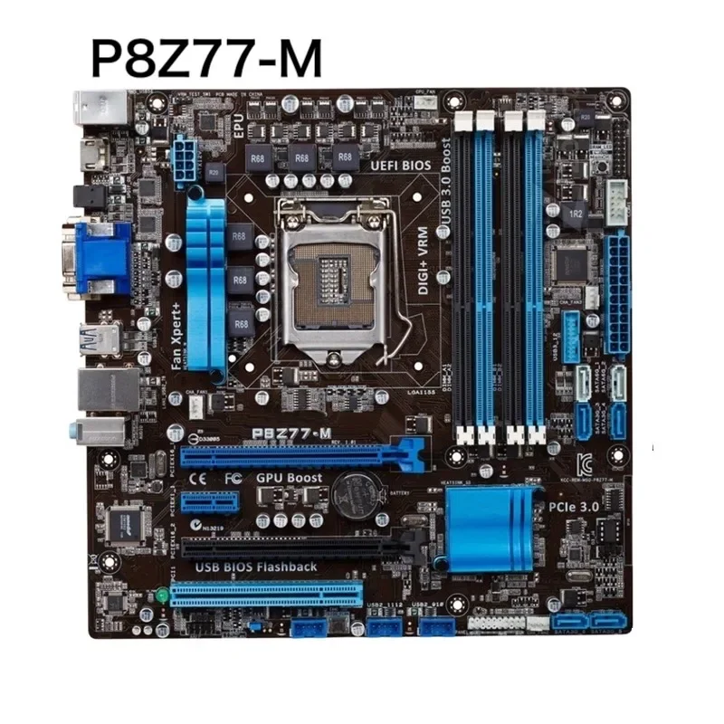 For ASUS P8Z77-M Motherboard DVI VGA HDMI LGA 1155 DDR3 Z77 P8Z77 Mainboard 100% Tested OK Fully Work Free Shipping