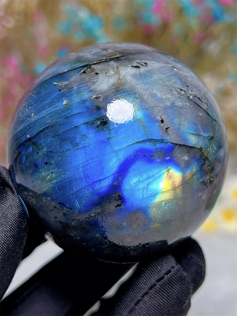 

Natura Crystal Stone Blue Light Labradorite SPhere Free Form Carving Reiki Healing Stone Home Decoration Exquisite Gift