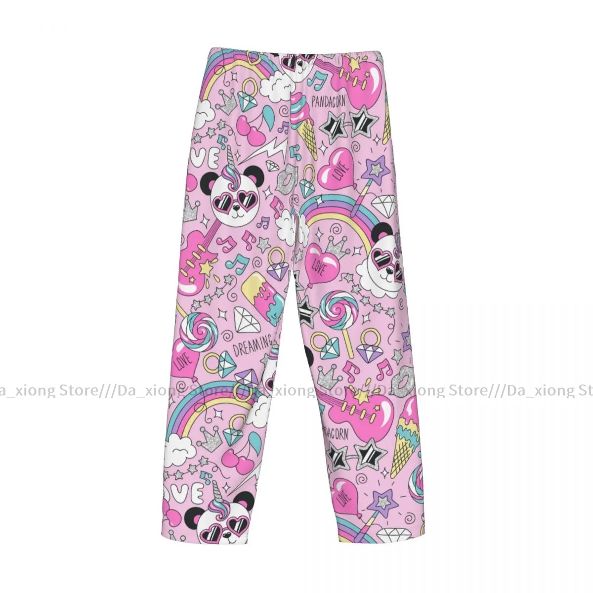 Heren Casual Pyjama Lange Broek Losse Elastische Tailleband Schattige Panda Unicorn Gezellige Nachtkleding Home Lounge Broek