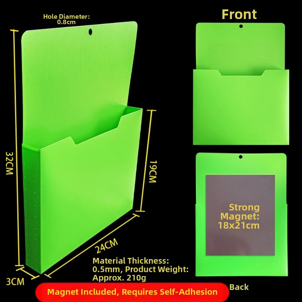 PP Plastic Magnetic File Folder Strong Magnetic Backing Frosted Surface Wall File Organizer Lightweight Repositionable