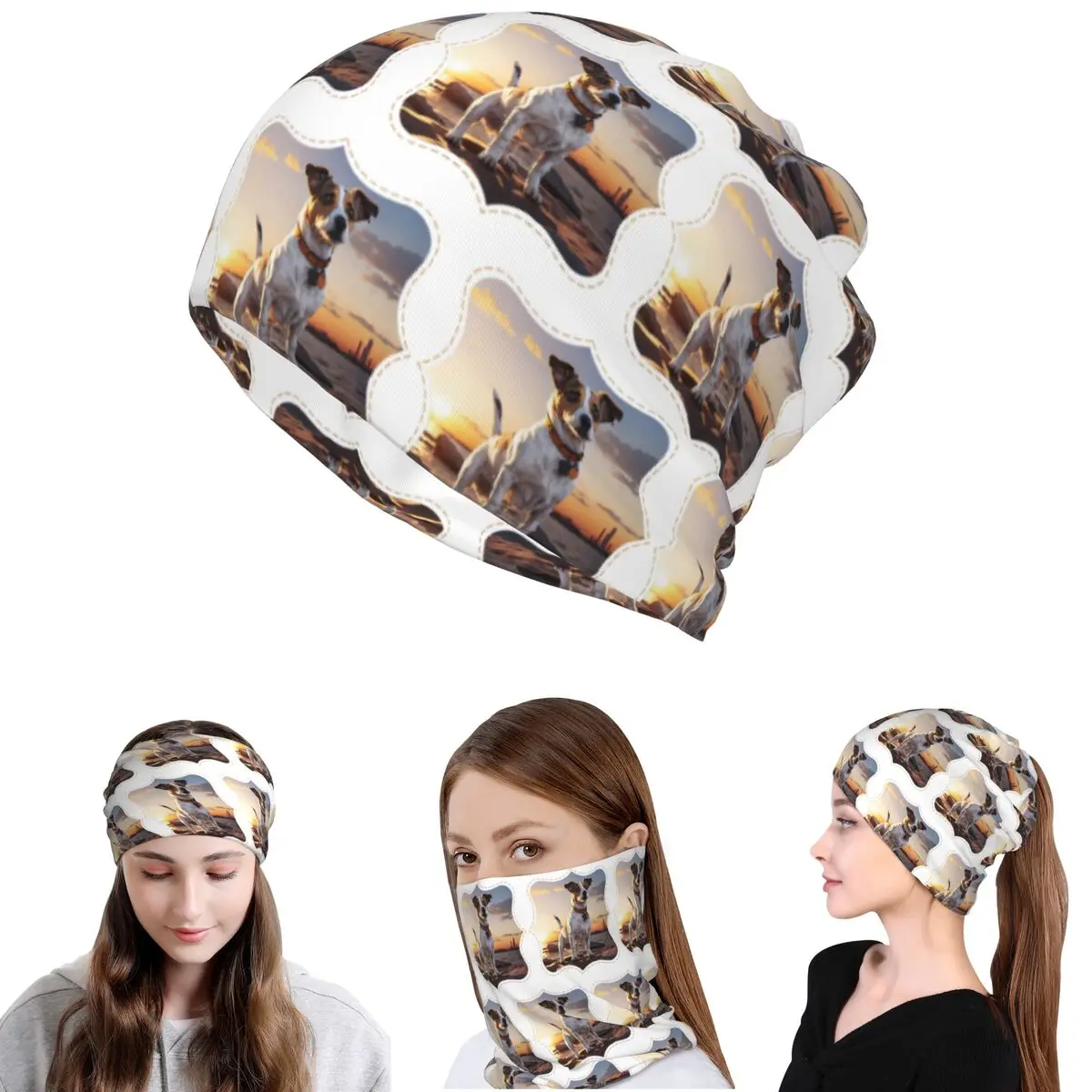 

Jack Russell Dog At Sunset Bandana Neck Cover Magic Scarf Multi-use Balaclava Beanies Hat for Men Women Adult Winter