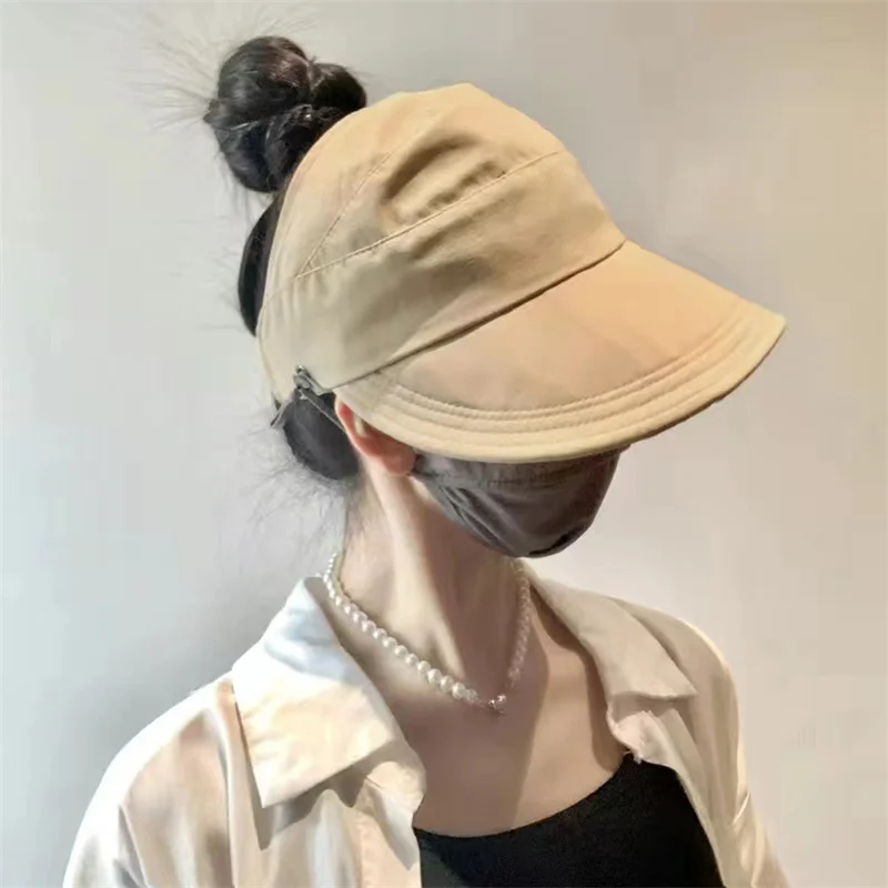 Sun Protection Hat Can Be Tied With A Ponytail Breathable Quick Drying Summer Duckbill Hat For Ladies Empty Top Fisherman Hats