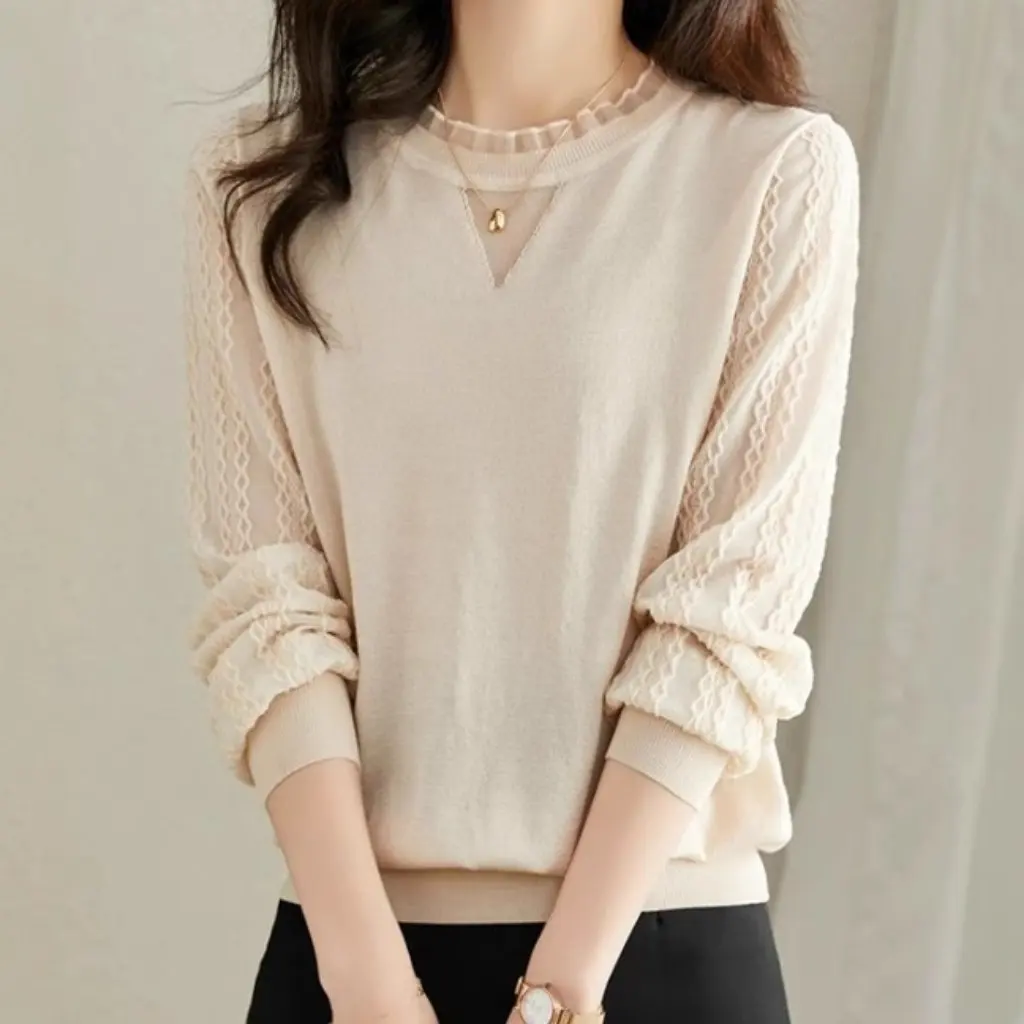 

Women's Short Shirt Inner Base Layer Autumn New Style Beautiful Top Age-Reducing Western Long-Sleeved T-Shirt