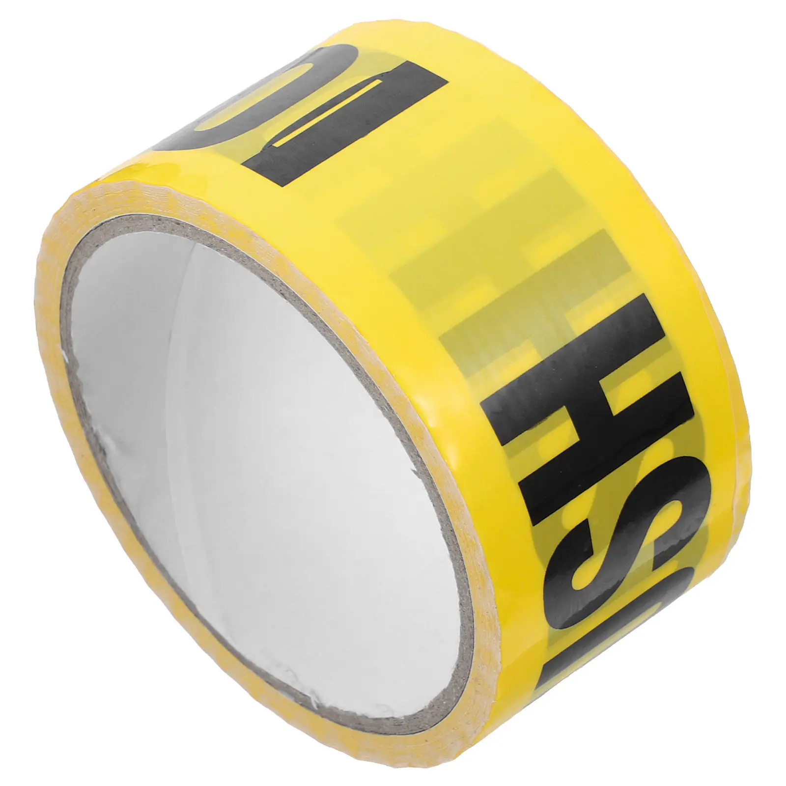 1 Roll Wear-Resistant Warning Tape High-Visibility Yellow Black Lettering Caution Tape for Packing Party Decoration Floor Decals