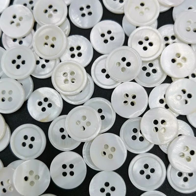 9-25mm Weiße Naturmuschelknöpfe mit 2/4 Löchern, Runde Muschel-Nähzubehörteile für Kleidung, Hemden, Handarbeiten, DIY-Bastelmaterialien – Detail 7