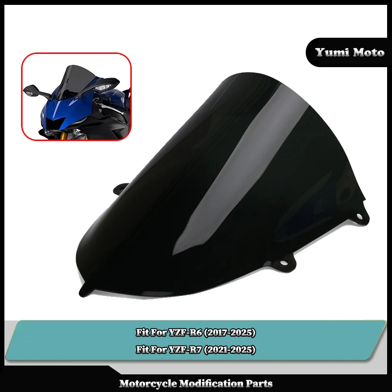 

Fit For YAMAHA YZFR6 YZF-R6 2017-2025 YZFR7 YZF-R7 2021-2025 R6 R7 Motorcycle Sport Touring Windshield Double Bubble Deflector