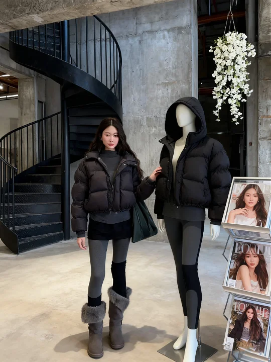 

Корейское свободное зимнее пальто из утепленного хлопка для женщин, черное, маленький размер, верхняя одежда из хлопка