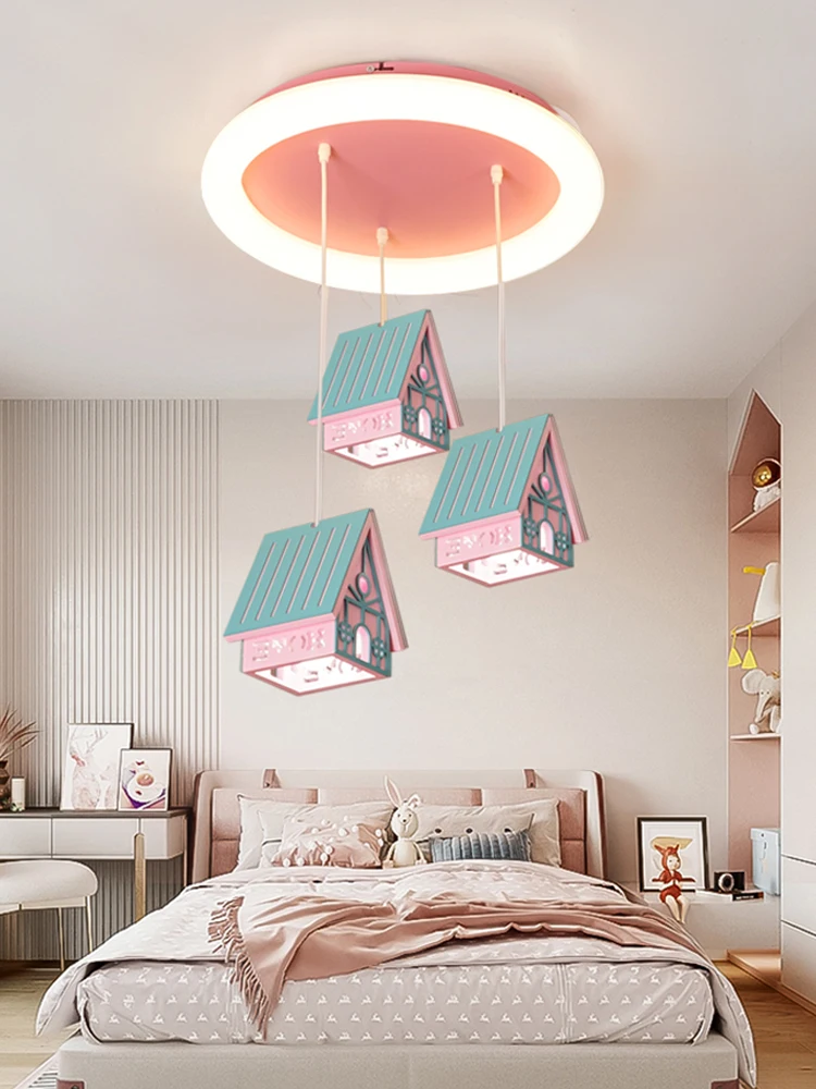 

Children's room chandelier girl boy bedroom lamp creative simple warm small house modeling lamp princess prince room lamp