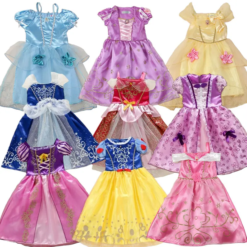 2026 Princess Role Play Fairy Rapunzel Costume Snow White Aurora Cosplay Dresses Birthday Belle Cendrillon Party Fantasy Frocks